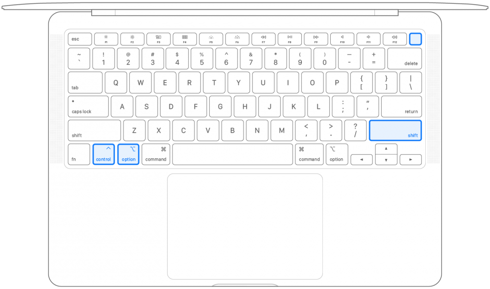 smc reset 2020-as Macbook Air billentyűzeten
