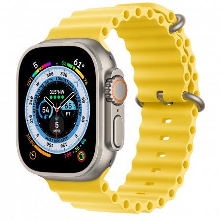 Apple Watch Ultra 49mm Titanium Case with Yellow Ocean Band