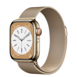 Apple Watch S8 41mm Gold Stainless Steel Case with Gold Milanese Loop