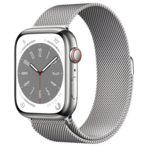 Apple Watch S8 Cellular 45mm Silver Stainless Steel Case with Silver Milanese Loop