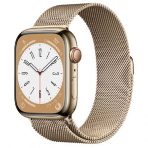 Apple Watch S8 45mm Gold Stainless Steel Case with Gold Milanese Loop
