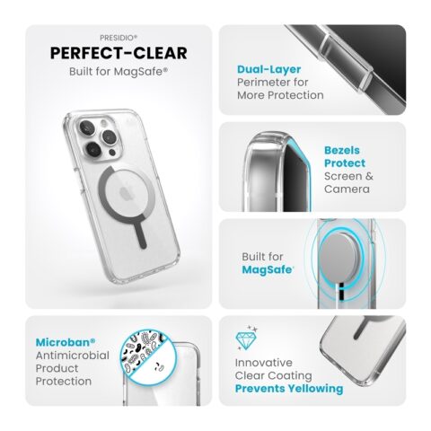Speck Presidio Perfect-Clear with Chrome MagSafe for iPhone 15 Pro - Image 6