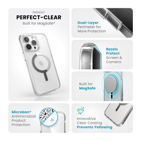 Speck Presidio Perfect-Clear with Chrome MagSafe for iPhone 15 Pro Max - Image 6