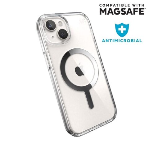 Speck Presidio Perfect-Clear with Chrome MagSafe for iPhone 15/14/13