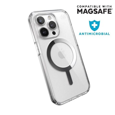 Speck Presidio Perfect-Clear with Chrome MagSafe for iPhone 15 Pro