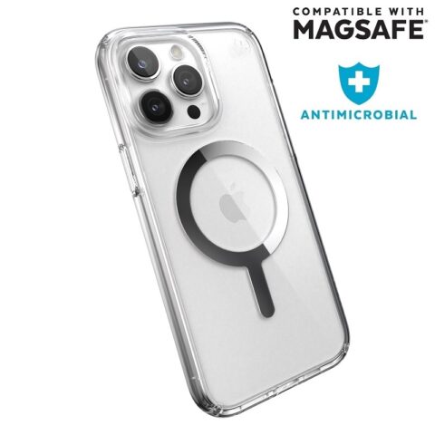 Speck Presidio Perfect-Clear with Chrome MagSafe for iPhone 15 Pro Max