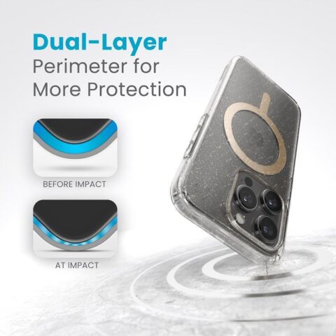 Speck Presidio Lux with Gold Glitter MagSafe for iPhone 15 Pro - Image 4