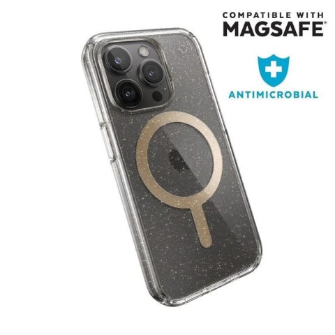 Speck Presidio Lux with Gold Glitter MagSafe for iPhone 15 Pro