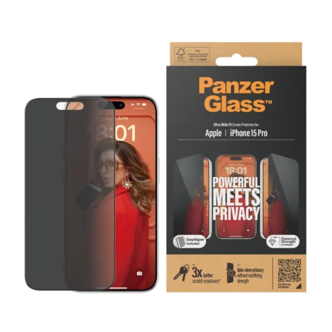 PanzerGlass™ iPhone 15 Pro – betekintésgátló üvegfólia
