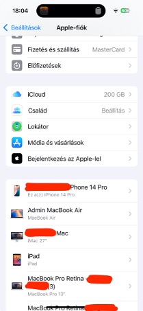 Ezt látjuk az iCloud fiókunk alatt