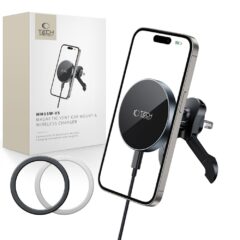 Tech-protect Mm15w-v5 Mágneses Magsafe Stability Ventilációs Rács Autós Tartó Vezeték nélküli Töltő 15w Fekete