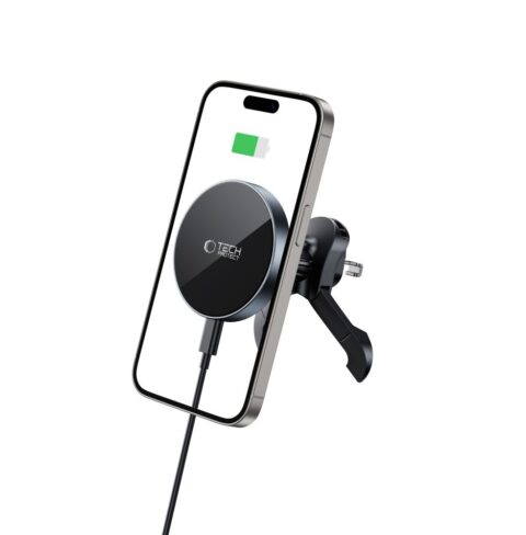Tech-protect Mm15w-v5 Mágneses Magsafe Stability Ventilációs Rács Autós Tartó Vezeték nélküli Töltő 15w Fekete - Image 10