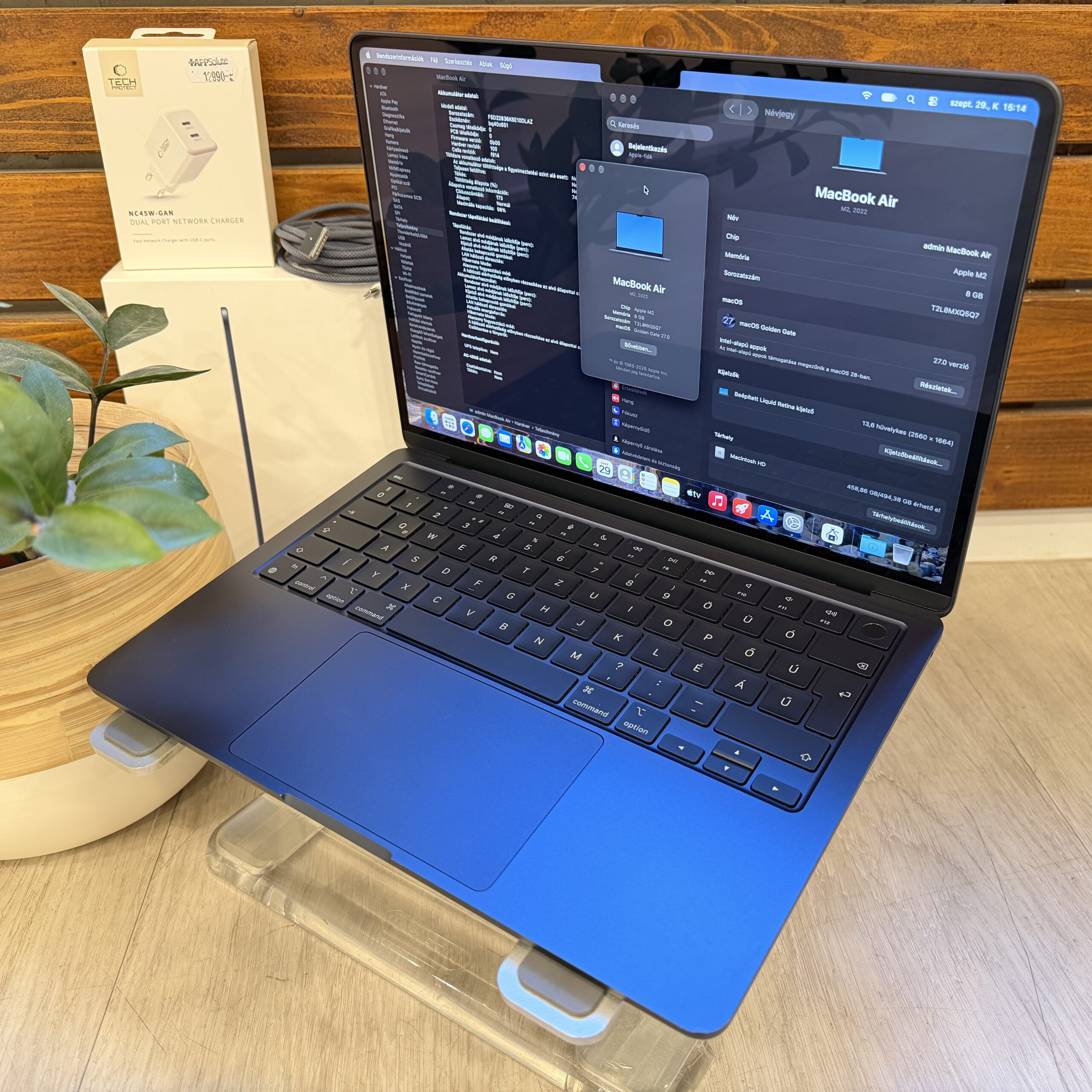 macbook air 13" m2 2023 8gb/512ssd éjkék