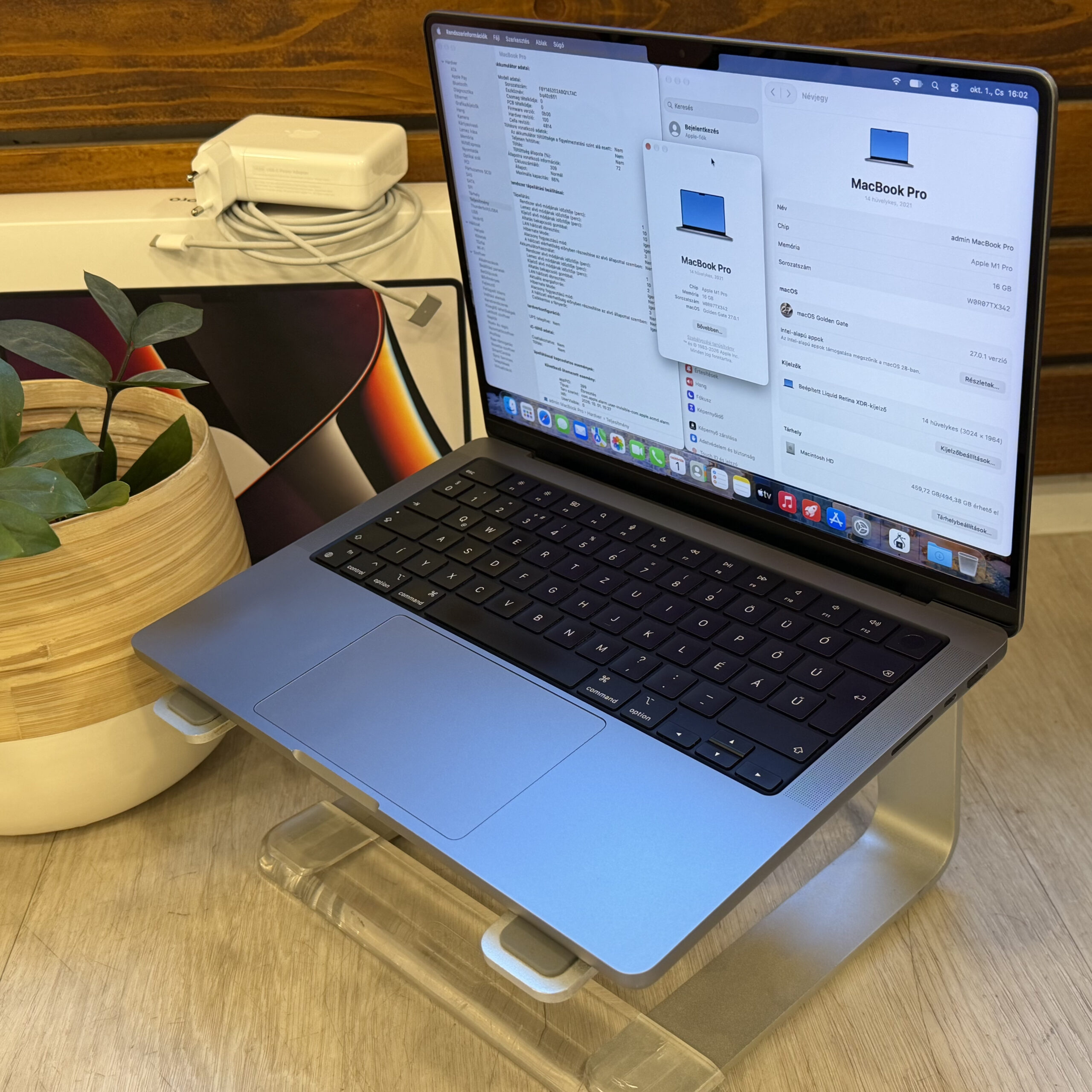 macbook pro 14" 2021 m1 pro 16gb/512ssd asztroszürke